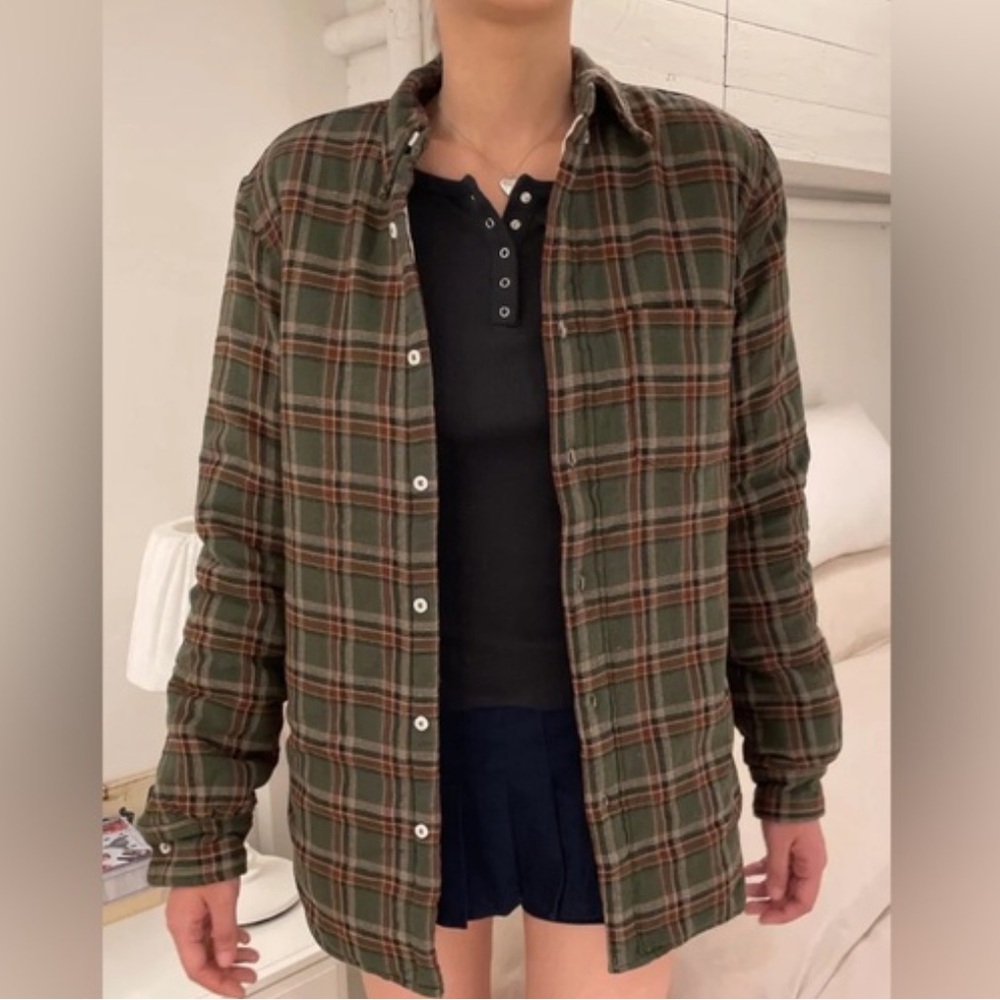 Brandy Melville Green Hazel Flannel Top